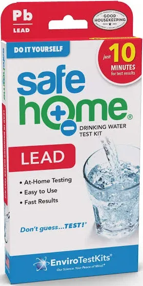 Safe Home® DIY Lead in Drinking Water Test Kit – at Home Testing for Lead in City Water or Well Water – Detection to 5ppb – 10 Minute Test – 4-Pack