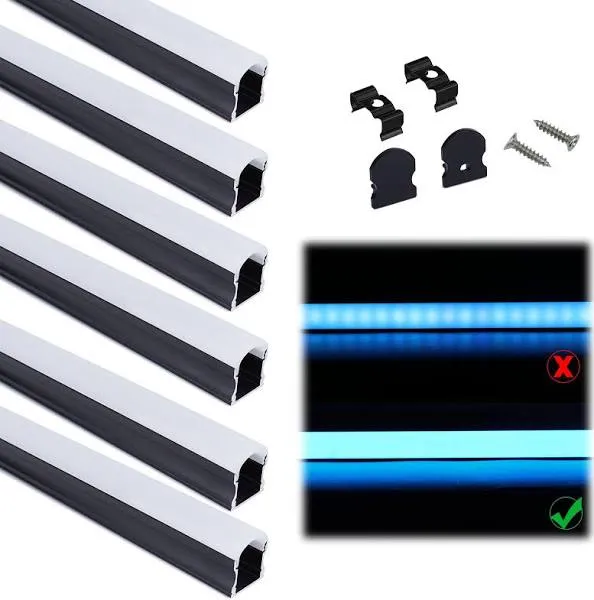 Muzata 10-Pack 6.6FT/2Meter U Shape Spotless LED Channel System