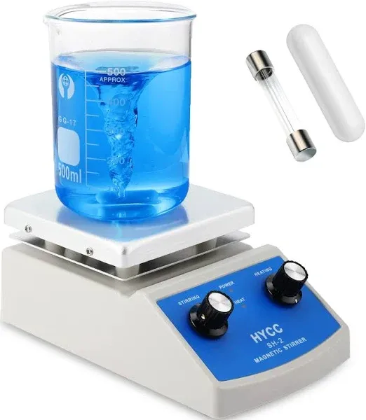 HYCC SH-2 Magnetic Stirrer Hot Plate Mixer 2000ml Stirring Capacity 5 x 5 inch