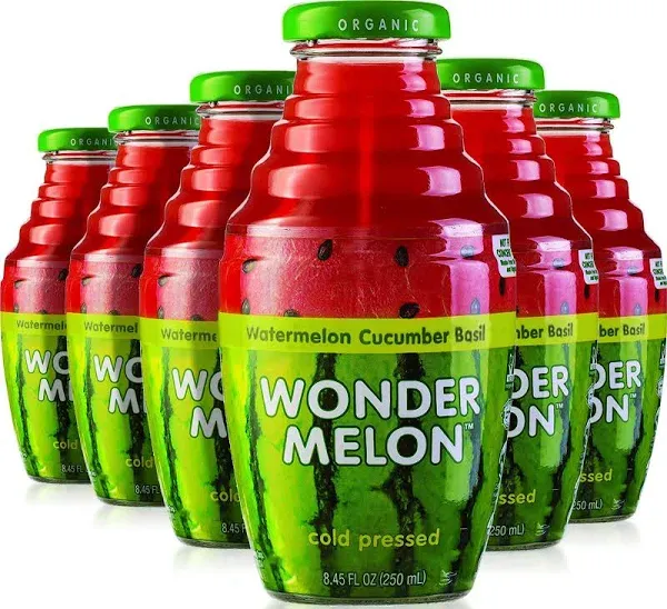 Wonder Melon Organic Watermelon Juice with Cucumber & Basil (8.45 fl.oz, 6 Pack)