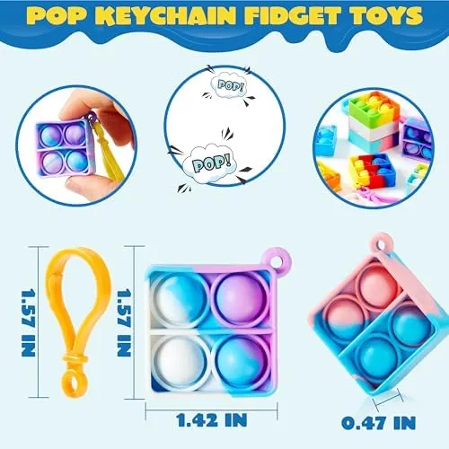 Joyin Square Pop Fidget Keychain Mini Fidget Toys Bulk 90 Pack