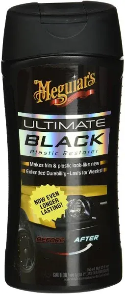 Meguiar’s Ultimate Black Plastic Restorer White Liquid  Restores Car Shine 12 oz