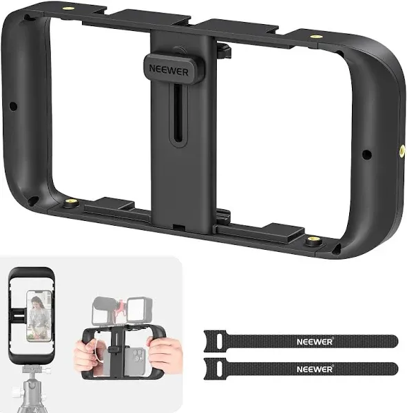 NEEWER Mobile Phone Video Rig, Mobile Phone Grip Stabiliser Cage with Cold Shoe and 1/4 Inch Thread, Video Recording Film Rig, Compatible with iPhone 16 15 Pro Max Plus 14 13 Mini X XS Max XR