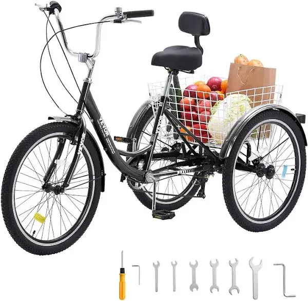 VEVOR FZDKRLSLCTG2 7 Speed Adult Tricycles Bike