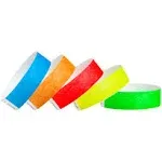 WristCo Variety Pack 3/4" Tyvek Wristbands - Red, Orange, Yellow, Green, Blue - 500 Pack Paper Wristbands for Events