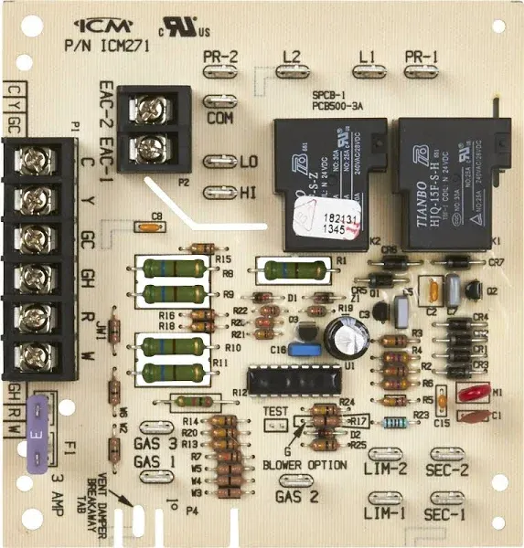 ICM CONTROLS ICM271C. SOLID STATE FURNACE CONTROL BOARD/FAN BLOWER CON