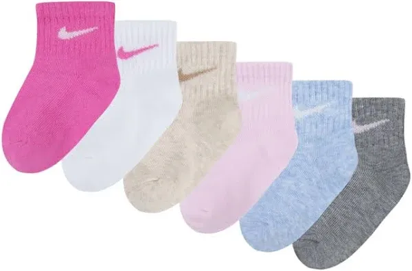 Nike Baby Socks 6-Pack (US, Age, 12 Months, 24 Months, Pink/White/Grey/Tan/Blue)