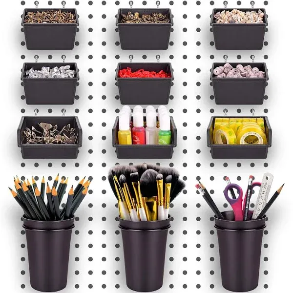 12 Pack Pegboard Bins with Hooks & Loops