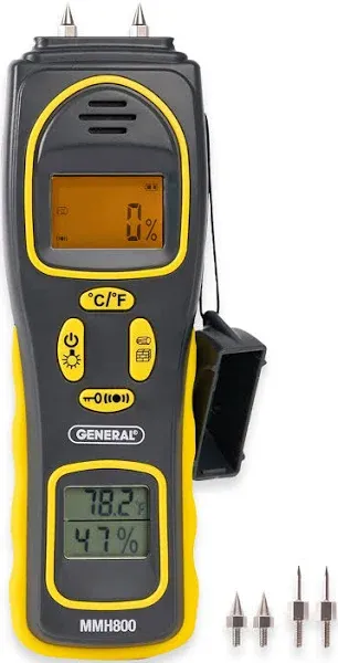 General Tools MMH800 Pin/Pinless Moisture Meter w/Temp and Humidity