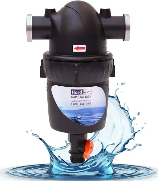 Hardless NG4 Whole House Water Filter & Extra Replacement Cartridge - Salt-Free Softener Alternative, Complete Filtration for Hard Water. Compact, Easy Install, Includes Extra 6-Month NG4 Cartridge for Filtration and Conditioning, 3/4" Inlet/Outlet