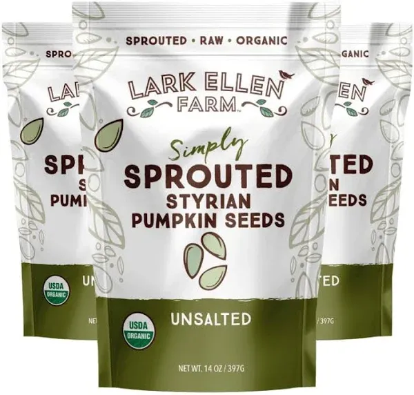 Lark Ellen Farm Sprouted Organic Pumpkin Seeds Unsalted Raw Pumpkin Seeds Organic Pepitas Vegan Non GMO Gluten Free Paleo