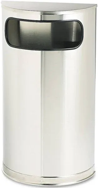 Rubbermaid Commercial Fgso8ssspl 9 Gal Half-Round Trash Can, Satin Stainless