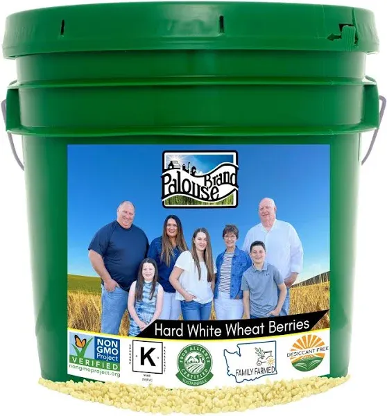 Hard White Wheat Berries | 25 LBS | Emergency Food Storage Bucket | Non-GMO | Grown on Our Family Farm | Bulk