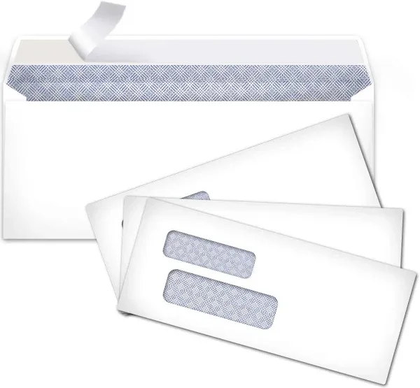 AmazonBasics Peel & Seal Double Window Security Tinted Envelopes