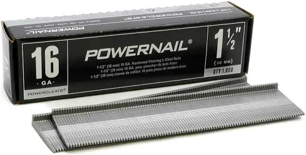 Powernail 1-1/2” L-nail x 16 Gage Flooring Nails 1000 Ct