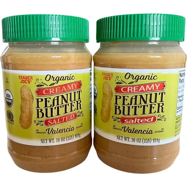 Trader Joe's Creamy Salted Peanut Butter From Unblanched Peanuts-SET OF 2