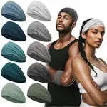 10 PCS Workout Headbands for Men and Women, Wide Sweat Bands Yoga Headbands N...