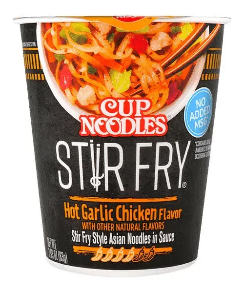 Cup Noodles Stir Fry Noodles Hot Garlic Chicken Flavor