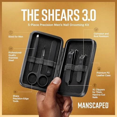 Manscaped Shears 3.0 5-Piece Precision Men's Nail Grooming Travel Kit