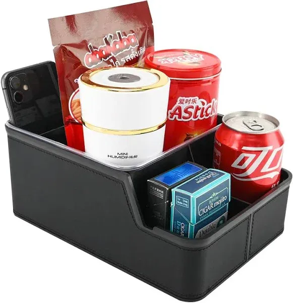 Car Storage Organizer Between Seats,Car Armrest Storage Box Back Seat Organizer with 3 Storage Compartments Car Interior Storage Box,Car Cup Holder Tray with Non-slip Mat(Black)