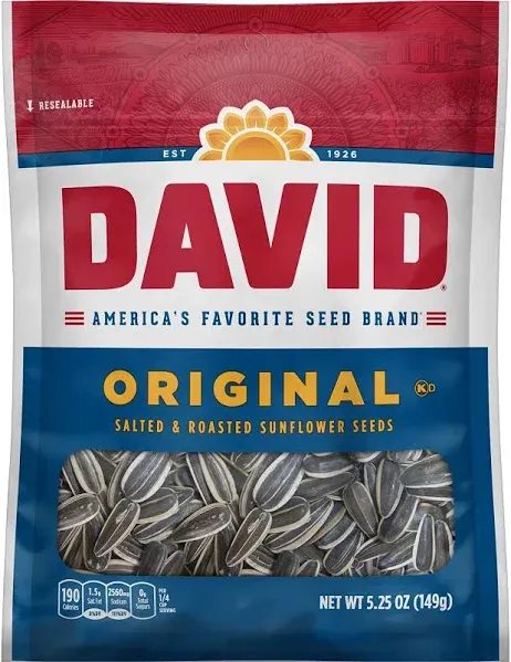 DAVID SEEDS Roasted and Salted Original Sunflower Seeds, 0.9 oz, 324 Count