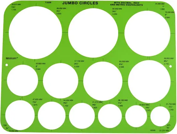  Jumbo Circles Template T-826 Inch And Metric Flexible Drafting Drawing Stencil