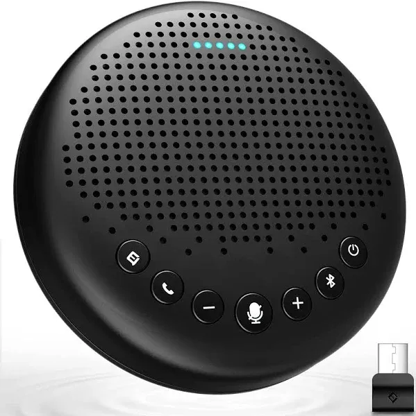 EMEET Conference Speaker and Microphone Luna 360° Voice Pickup w/Noise Reduction/Mute/Indicator USB Bluetooth Speakerphone w/Dongle for 8 People Daisy Chain for 16 Compatible with Leading Software