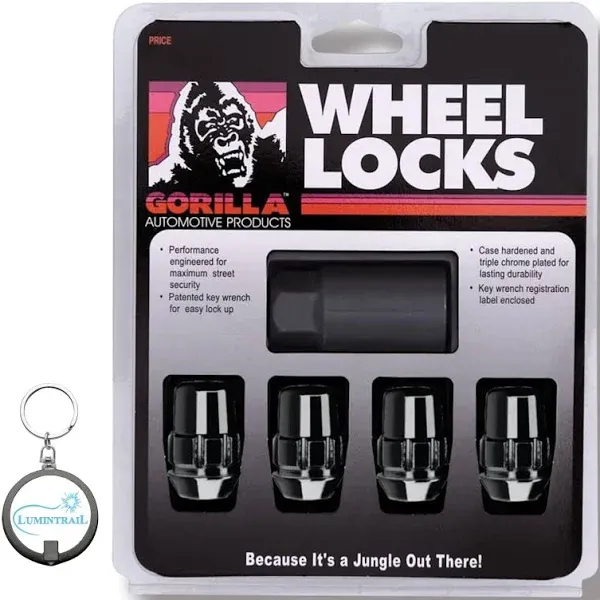 Gorilla Wheel Locks 12mm x 1.50 Conical Seat - 60 Degree Set of 4 Black