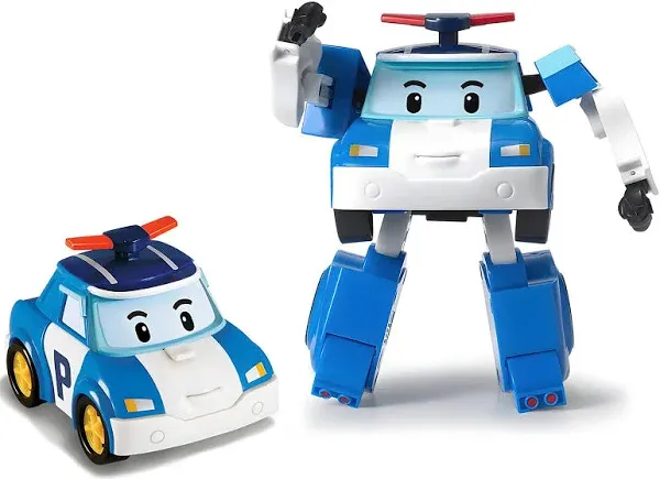 Robocar Poli Transforming Robot, 4" Transformable Action Toy Figure Vehicles, Police Emergency Vehicle Playset, Holiday Birthday Rescue Car Toys Gift for Boys Girls Age 1 2 3 4 5