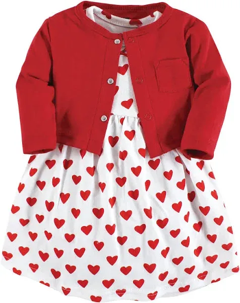 Hudson Baby Girls' Cotton Dress and Cardigan Set