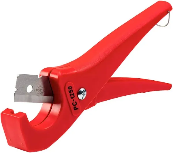 RIDGID 23488 Model PC-1250 Single Stroke Plastic Pipe and Tubing Cutter with 1/8"-1-5/8" Cutting Capacity, Red