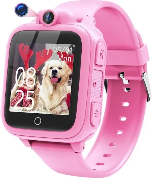 Kids Smart Watches Girls Gifts Age 3-12, Smart Watch for Kids with Camera Video Music Player 14 Games Alarm Calculator Gift Toys 4-8 for Girls Ages 5 6 7 8 9 10 (Pink)