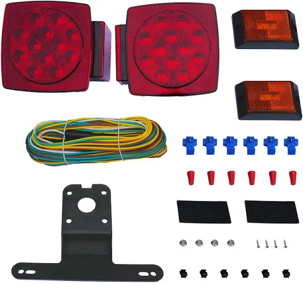 12V Trailer LED Tail Lights kit,Wiring Harness,License plate light,Side Marker Lights,Submersible,Truck Lights,Boat RV Utility Trailer Accessories(Light kit)…