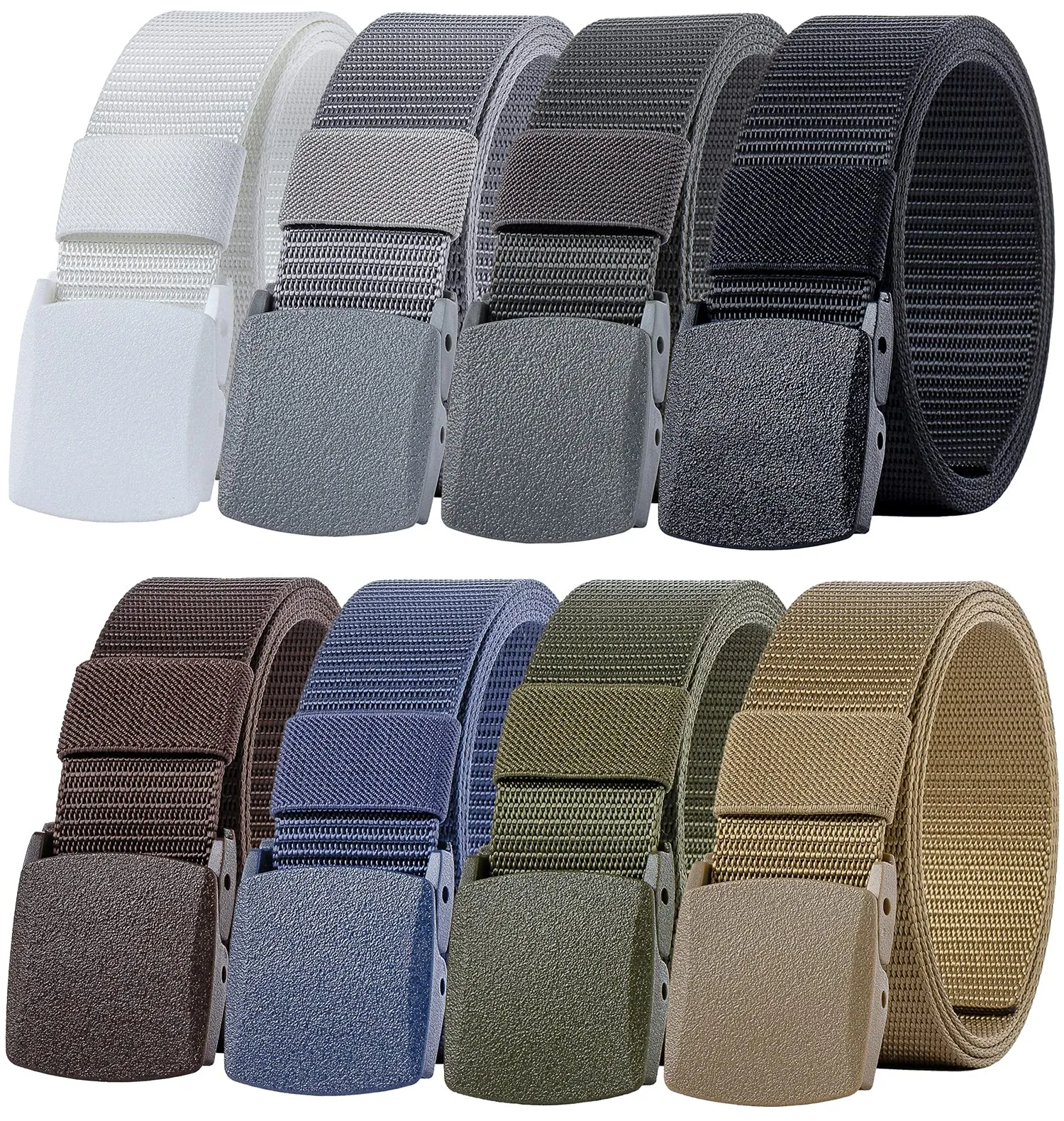 8 Pack Nylon Military Tactical Plastic Buckle Belt Webbing Canvas Outdoor Belts