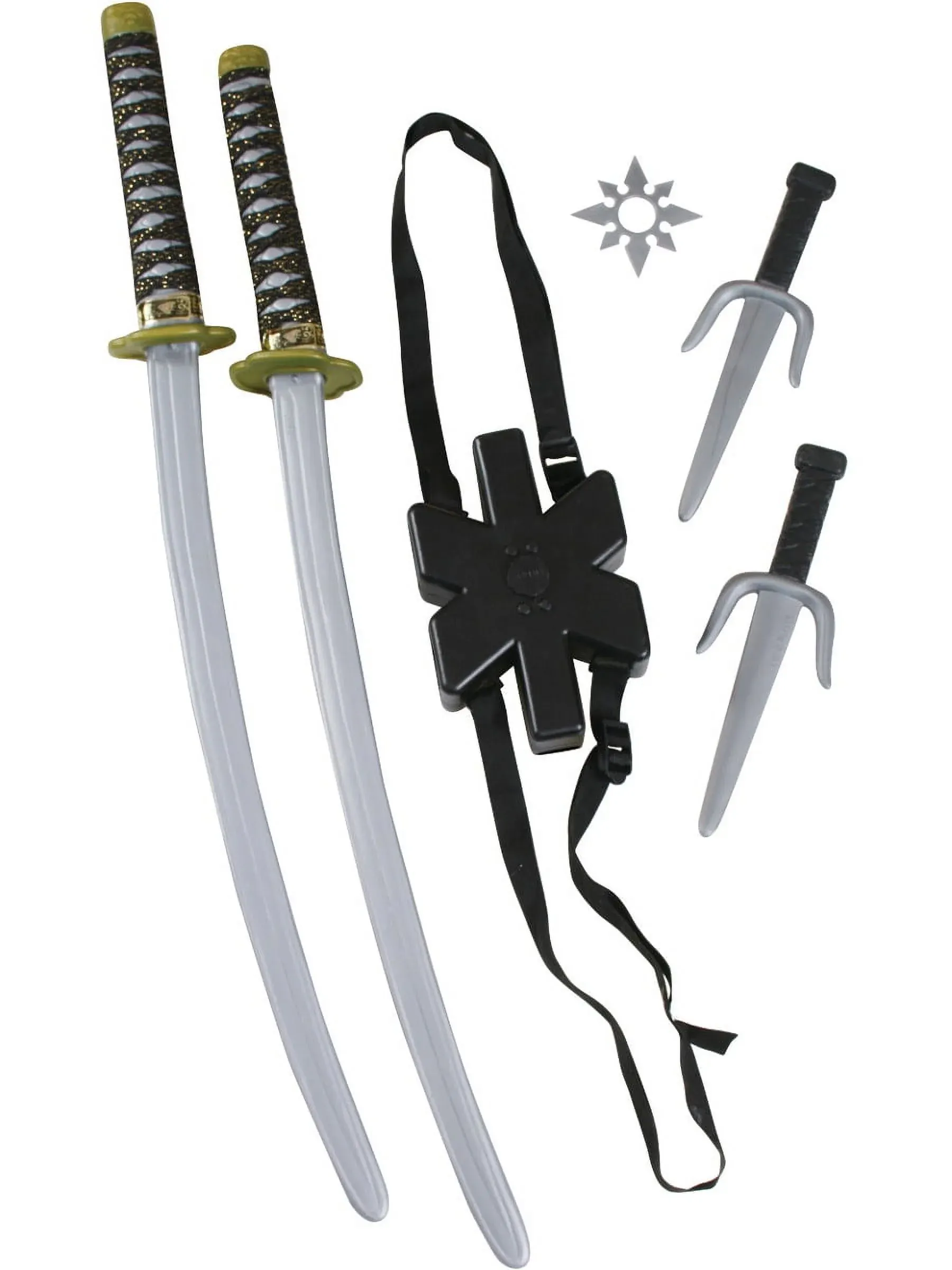 Two Sword Ninja Set - Toy Swords with Scabbards and Adjustable Straps, Complete Costume Accessory for Ages 14+