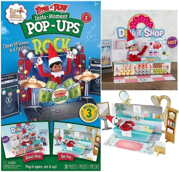 The Elf on the Shelf Insta-Moment Pop-Ups-Includes 3 Fun backdrops and pop Out Accessories for Easy Scenes!