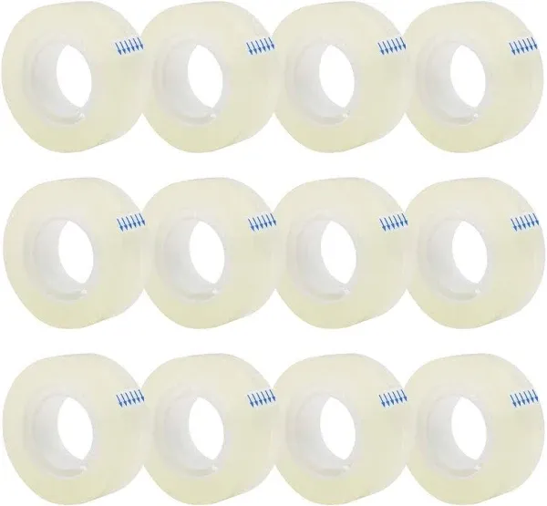 12 Rolls Transparent Tape Refills, Clear Tape, All-Purpose Transparent Glossy...