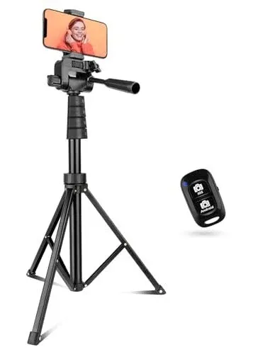 UBeesize 67'' Phone Tripod Stand & Selfie Stick Tripod, All in One Professional Tripod, Cellphone Tripod with Wireless Remote and Phone Holder, Compatible with All Phones/Cameras,Load capacity: 1.5 Kg