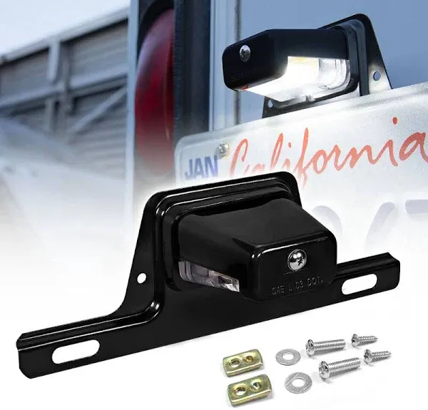 Trailer LED Light License Plate Bracket Mount For Universal RV Boat Truck White