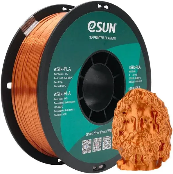 eSUN Silk PLA Filament 1.75mm, Silky Shiny 3D Printer Filament PLA, Dimensional Accuracy +/- 0.05mm, 1KG Spool (2.2 LBS) 3D Printing Filament for 3D Printers, Silk Light Green