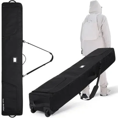 Teamobsidian Ski Bag - Can Hold Double Skis Up to 175 cm (5 ft 7") - Heavy Duty Padded Ski Bags for Air Travel - Water Resistant Snowboard or Skiing