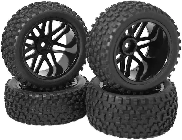 12mm Hex Wheel Rims Mesh Shape Rubber Tires with Sponge 88mm/3.46&#034; for 1/10 R...