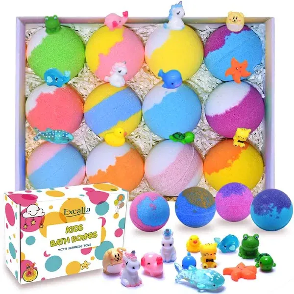 Excalla Kids Bath Bombs with Surprise Toys Inside