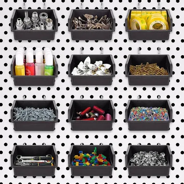 G.CORE 12 Pack Pegboard Bins with Hooks