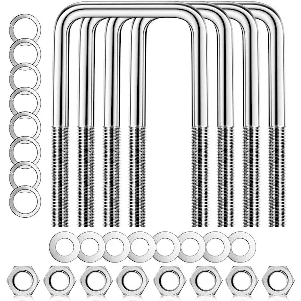 Square U-Bolt, Stainless Steel Square U-Bolt Boat Trailer Ubolts with Washers...