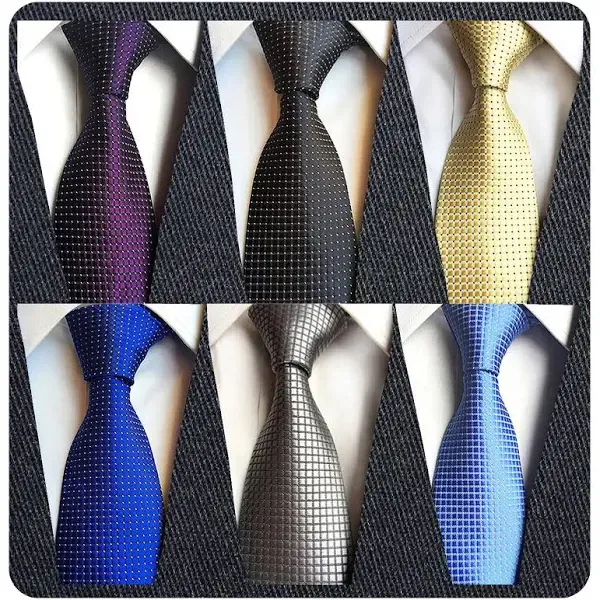 Adulove Men's Necktie Classic Silk Tie Woven Jacquard Neck Ties 6 PCS