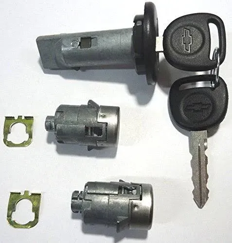 New GM OEM Chevy Ignition/Doors<wbr/>/Trunk Lock Key Cylinder Set With Keys To Match