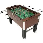 Sunnydaze 55 inch Faux Wood Foosball Soccer Game Table with Folding Drink Holders