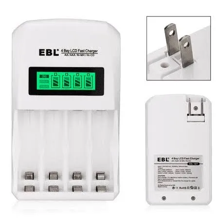 EBL LCD Battery Charger Rechargeable Battery Charger for Ni-MH Ni-CD Batteries