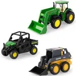 Ertl 3 inch Iron 3 Pack of John Deere Die-Cast Replicas - Tractor, Gator and Skid Steer Toys, Size: 1/64 Scale